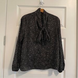 Ann Taylor Printed Tie Neck Top